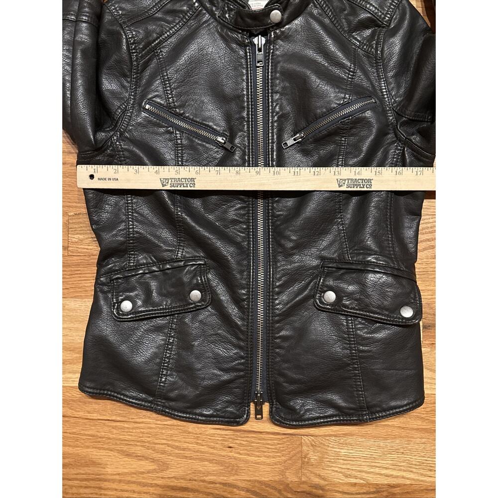 We The Free Womens Monroe Vegan Leather Hooded Biker Jacket Black Size Small - Picture 6 of 9